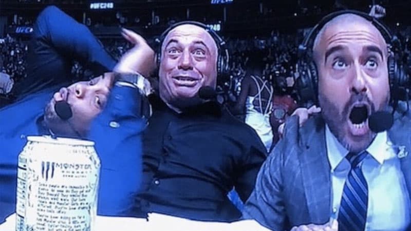 Joe Rogan, Daniel Cormier and Jon Anik UFC #248 Reaction meme template - Joe Rogan Shocked