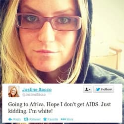 Justine Sacco's AIDS Tweet Controversy meme template - Justine Sacco Tweet