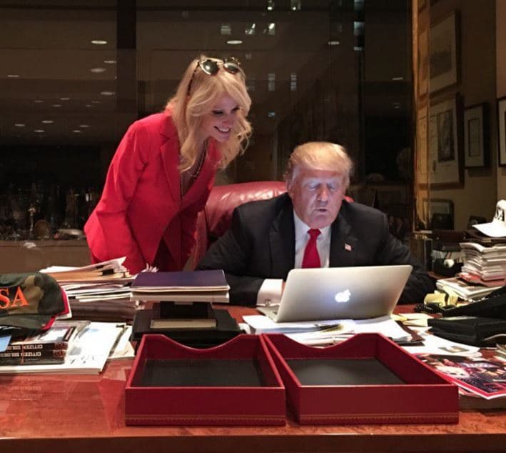 Kellyanne Conway's "Working Hard" Photo meme template - Kellyanne Conway