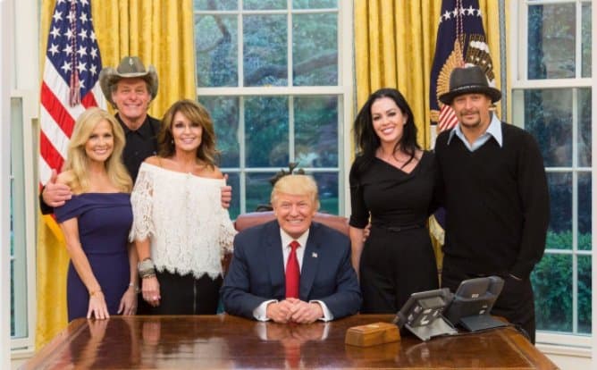 Kid Rock, Ted Nugent, Sarah Palin White House Photo meme template - Kid Rock White House
