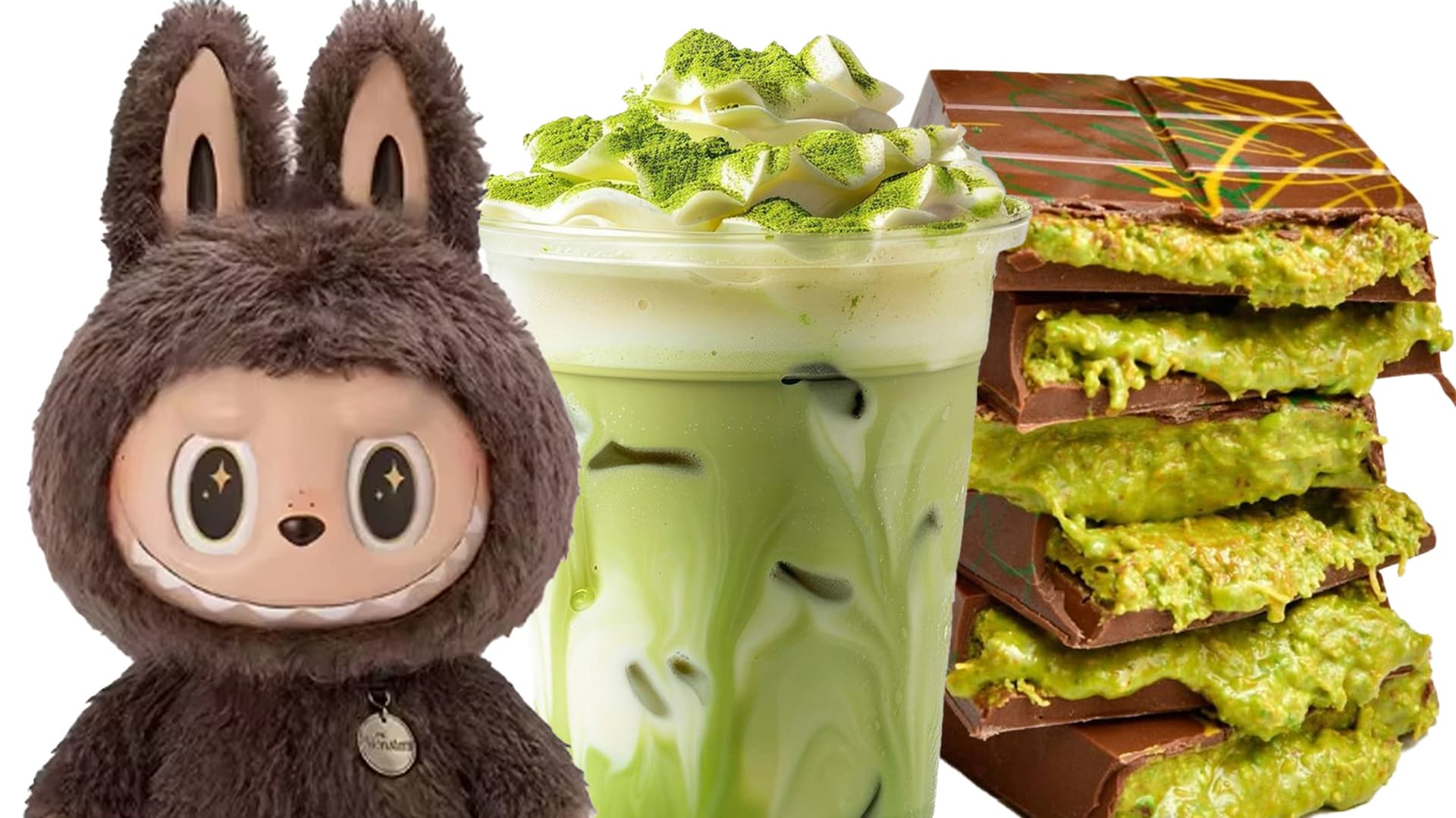 Labubu Matcha Dubai Chocolate meme template - Labubu Matcha Dubai Chocolate