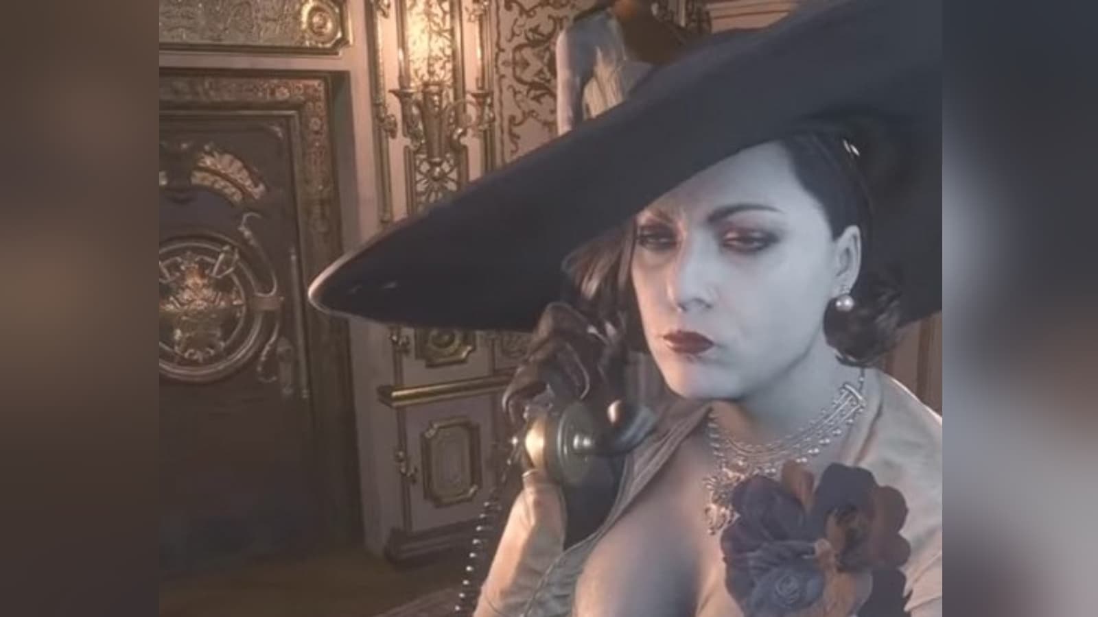 Lady Dimitrescu on the Phone meme template - Lady Dimitrescu Phone