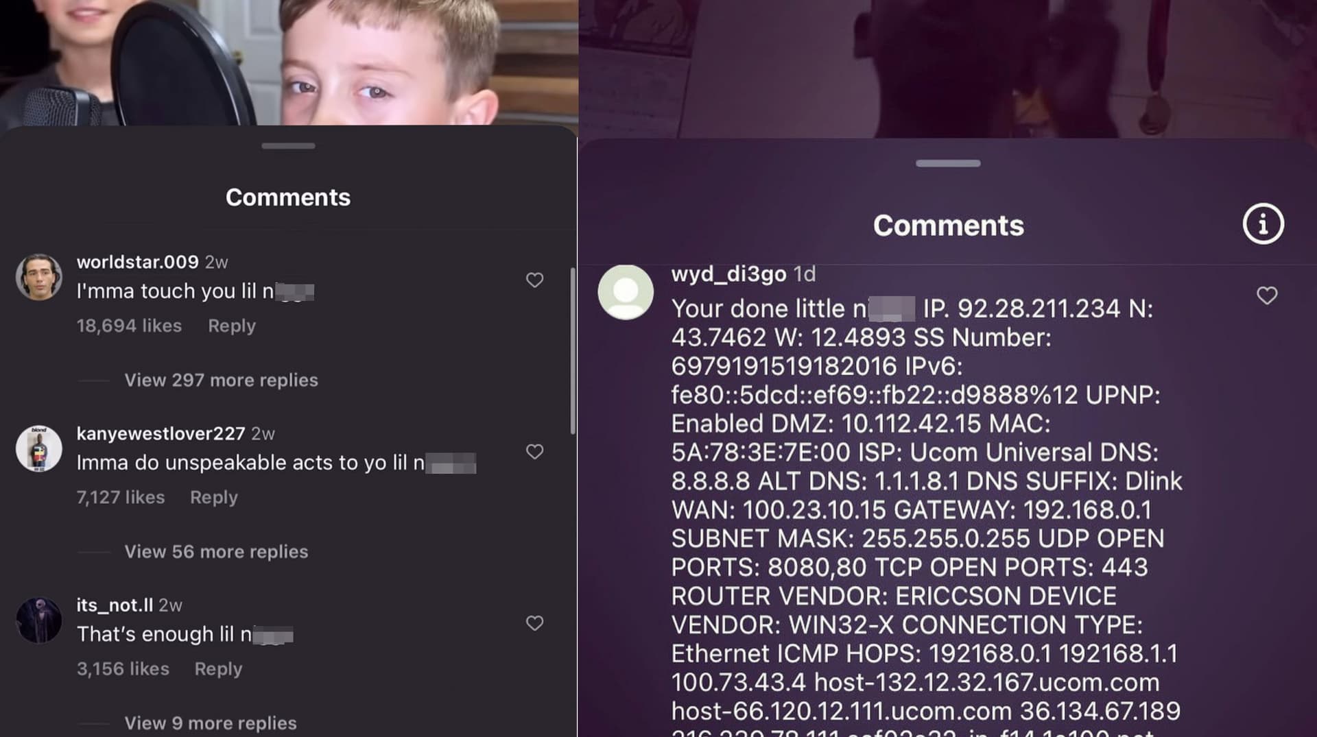 "Lil Nigga" Instagram Reels Comments meme template - Lil Nigga Instagram