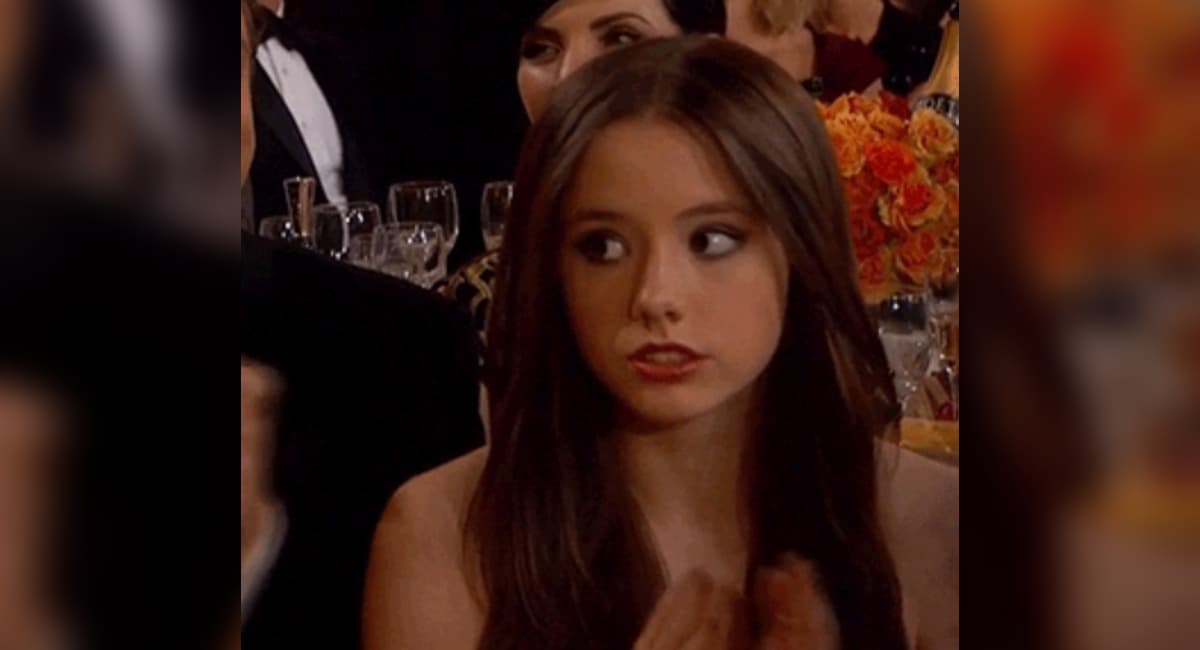 Lily Mo Sheen Drinks Then Claps Nervously At Awards Show meme template - Lily Mo Sheen