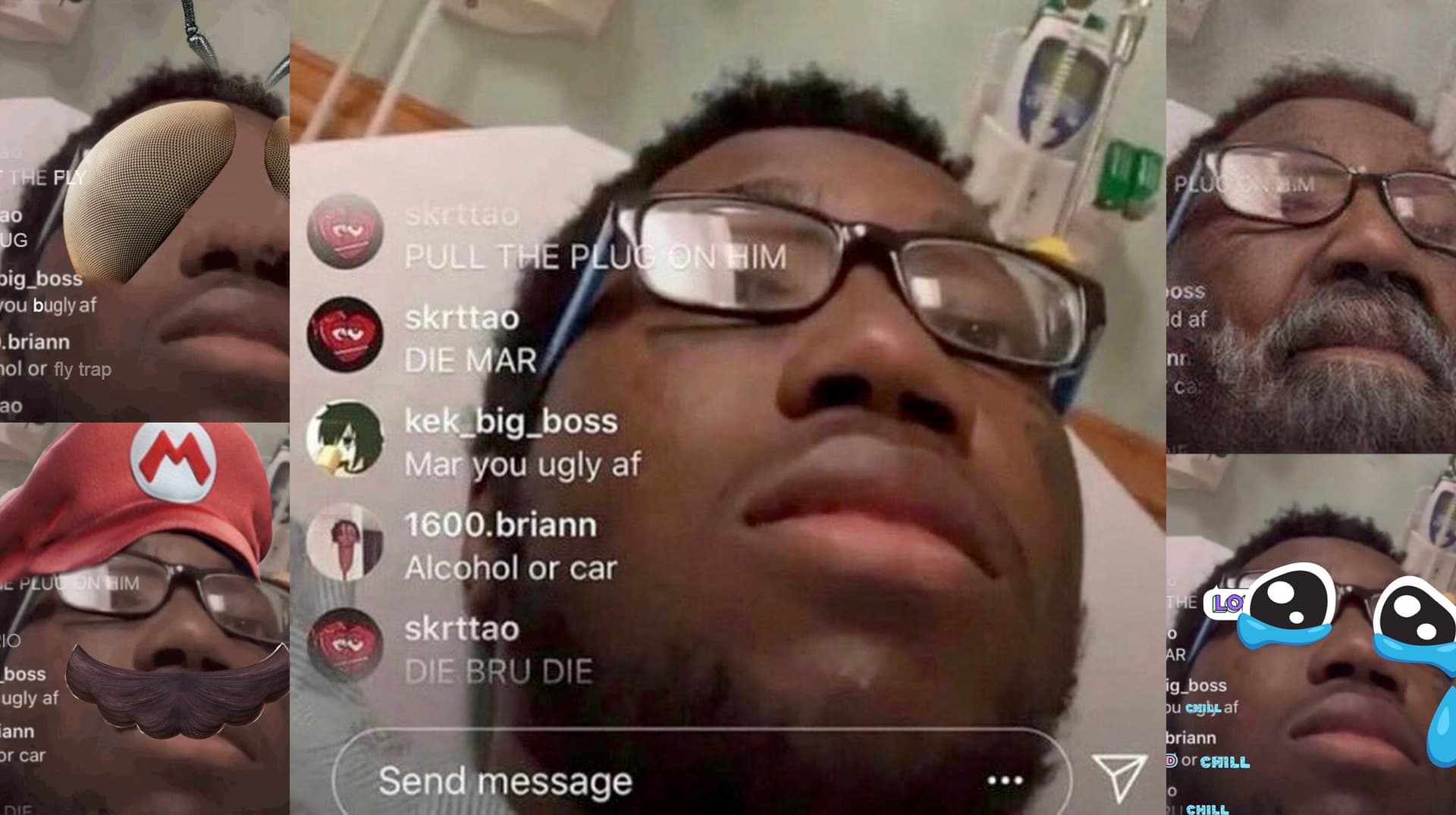 Mar Hospital Bed Instagram Live Edits meme template - Mar Hospital Bed