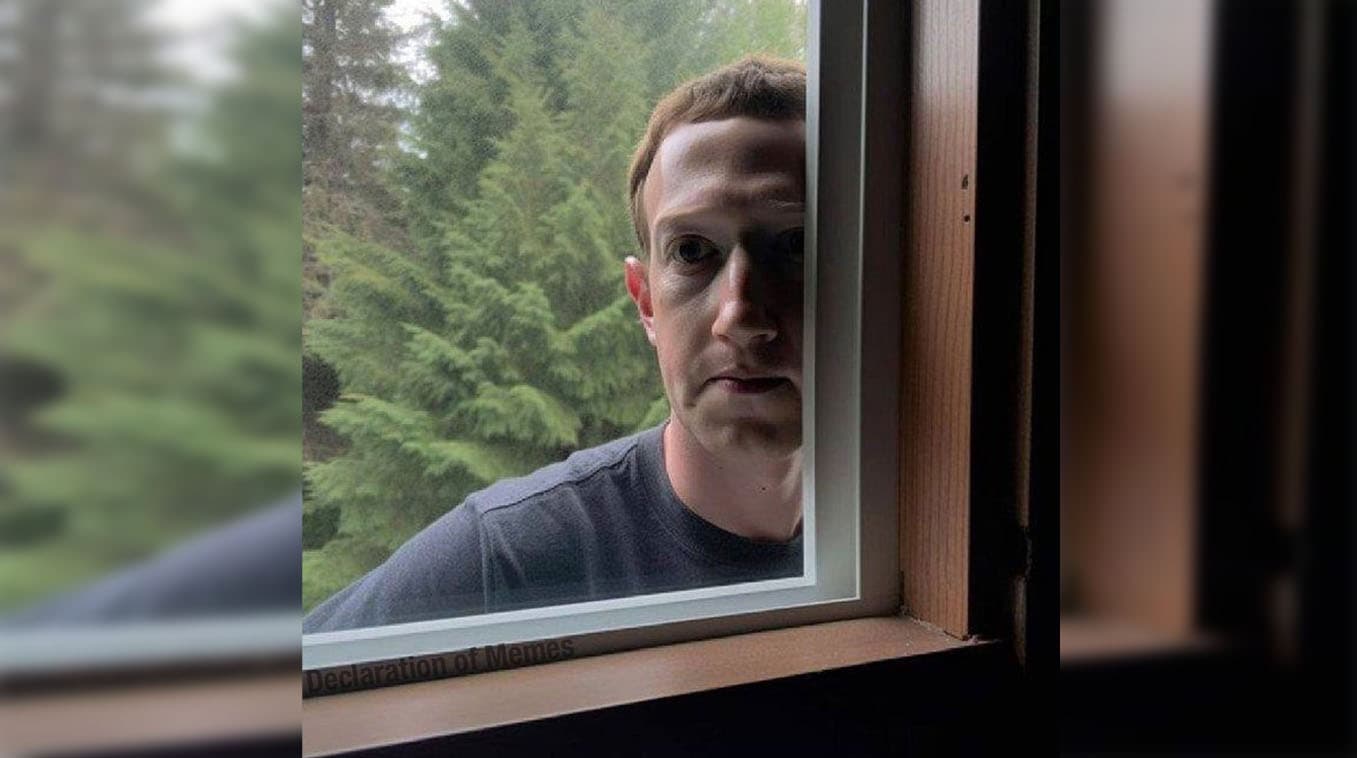 Mark Zuckerberg Staring Through Window meme template - Mark Zuckerberg Staring
