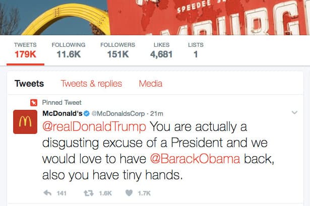 McDonald's Anti-Trump Tweet meme template - McDonald's Anti-Trump Tweet