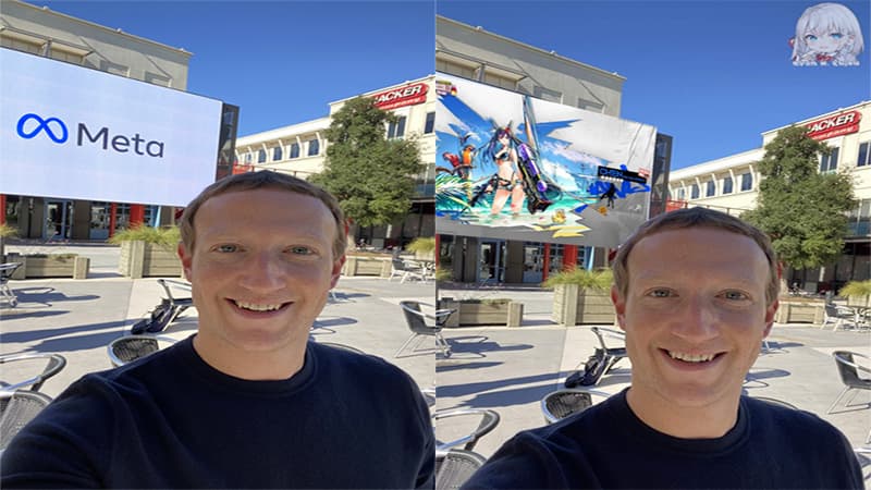 Meta Banner Behind Mark Zuckerberg meme template - Meta Banner