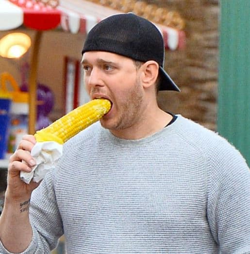 Michael Buble Doesn't Know How to Eat Corn on the Cob meme template - Michael Buble Corn