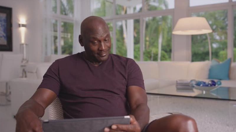 Michael Jordan Looking At iPad meme template - Michael Jordan iPad