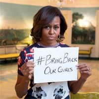Michelle Obama's #BringBackOurGirls Sign meme template - Michelle Obama Sign