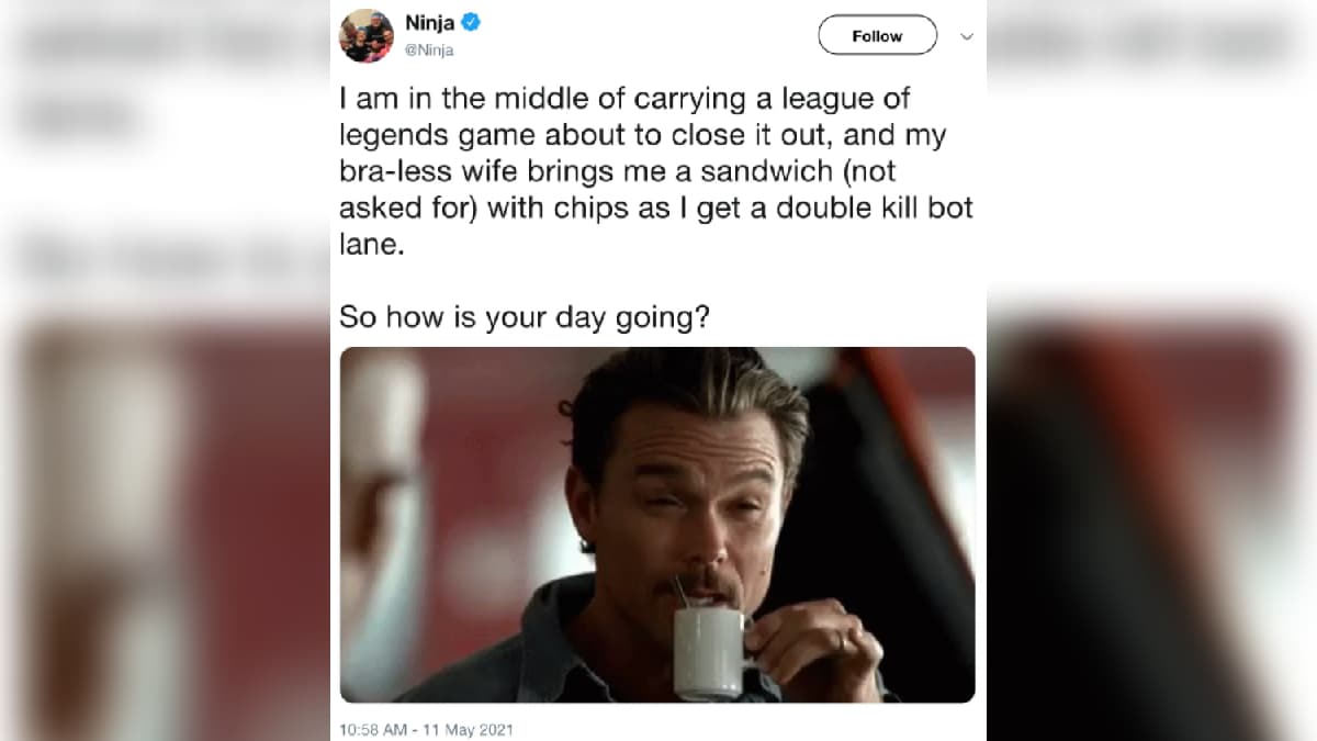 Ninja's "Braless Wife" Tweet meme template - Ninja Braless Wife