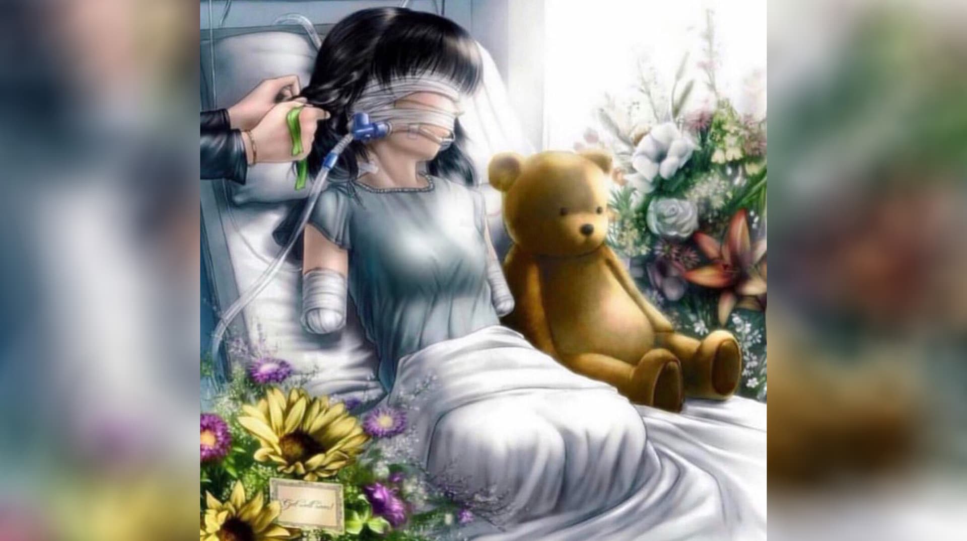 No Arms No Legs Anime Girl In Hospital meme template - No Arms No Legs Anime Girl