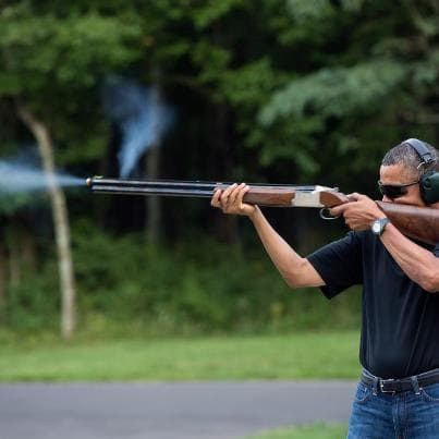 Obama Skeet Shooting Photo meme template - Obama Skeet Shooting