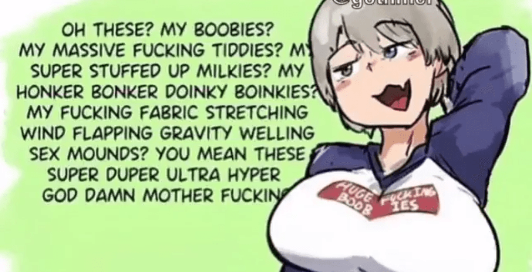 Oh, These? My Boobies? meme template - Oh These My Boobies