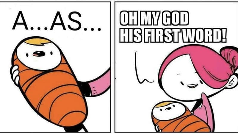 OMG His First Word meme template - OMG His First Word