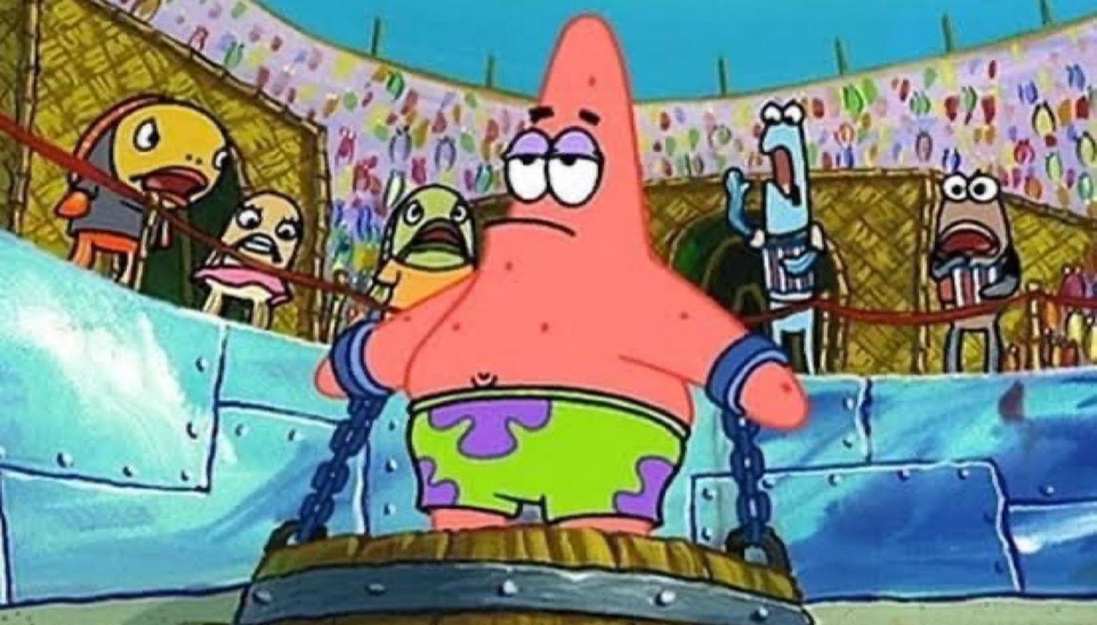 Patrick Chained / What's An X Opinion That'll Get You Like This meme template - Patrick Chained
