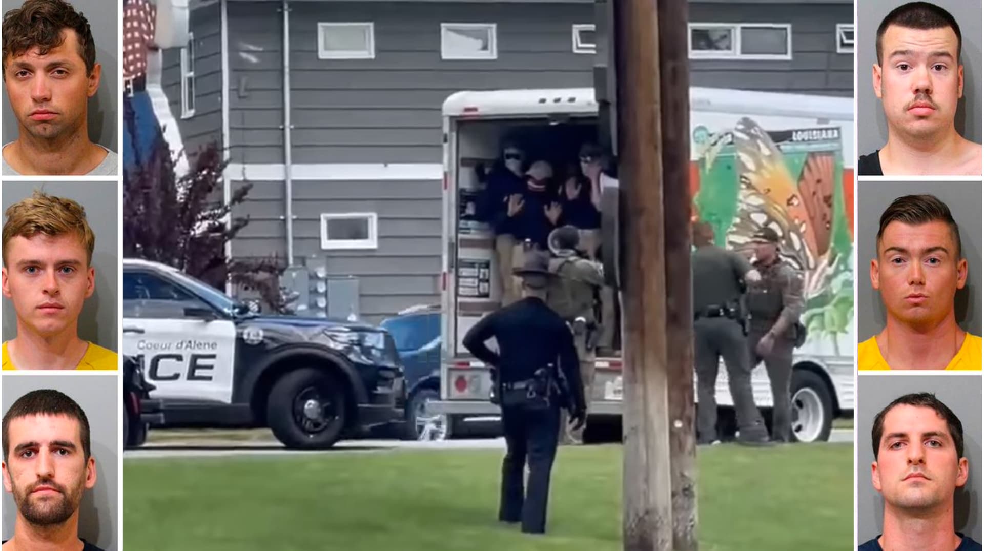 Patriot Front U-Haul at Pride Event meme template - Patriot Front U-Haul