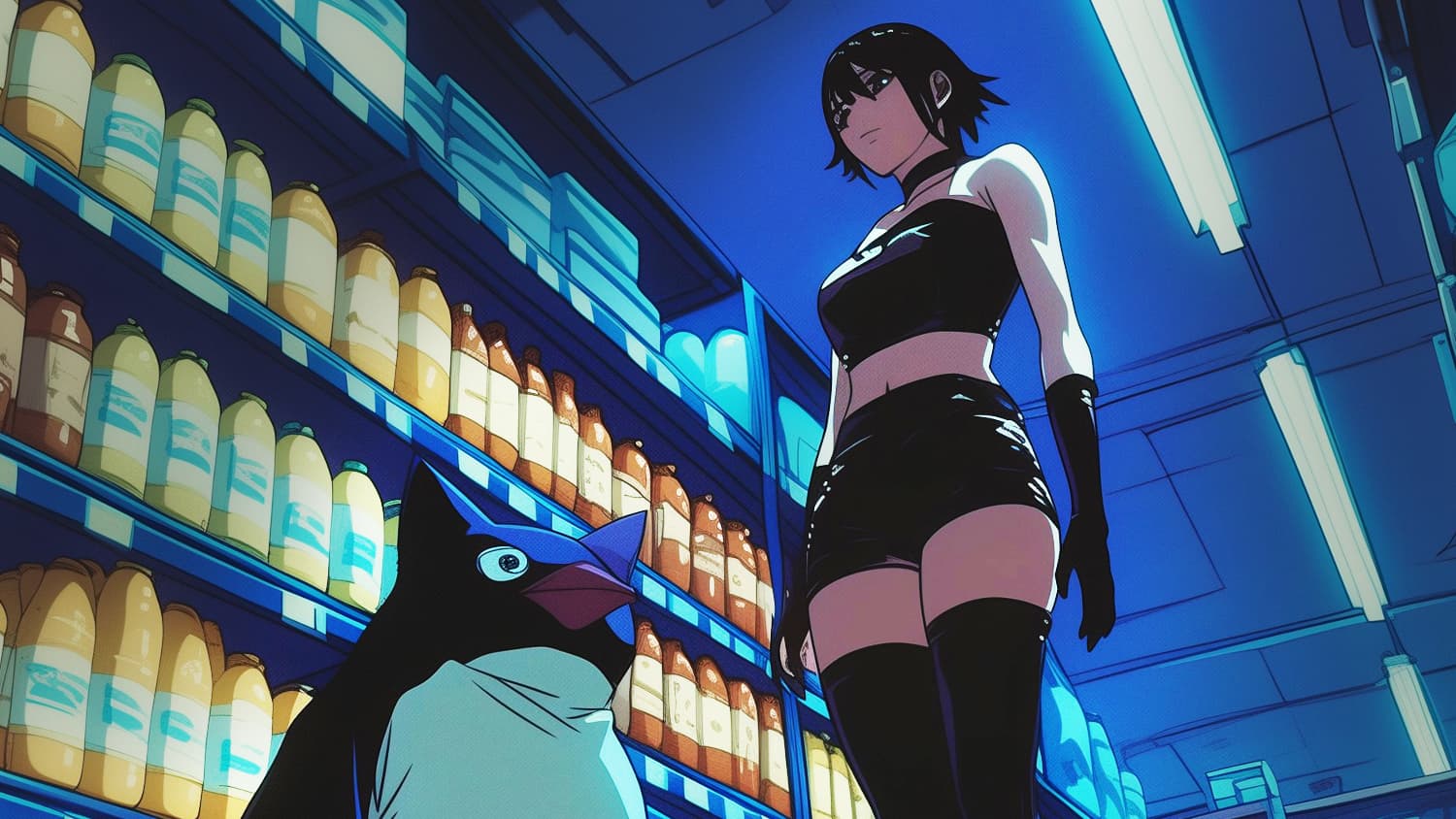 Penguin and Goth Girl meme template - Penguin and Goth Girl