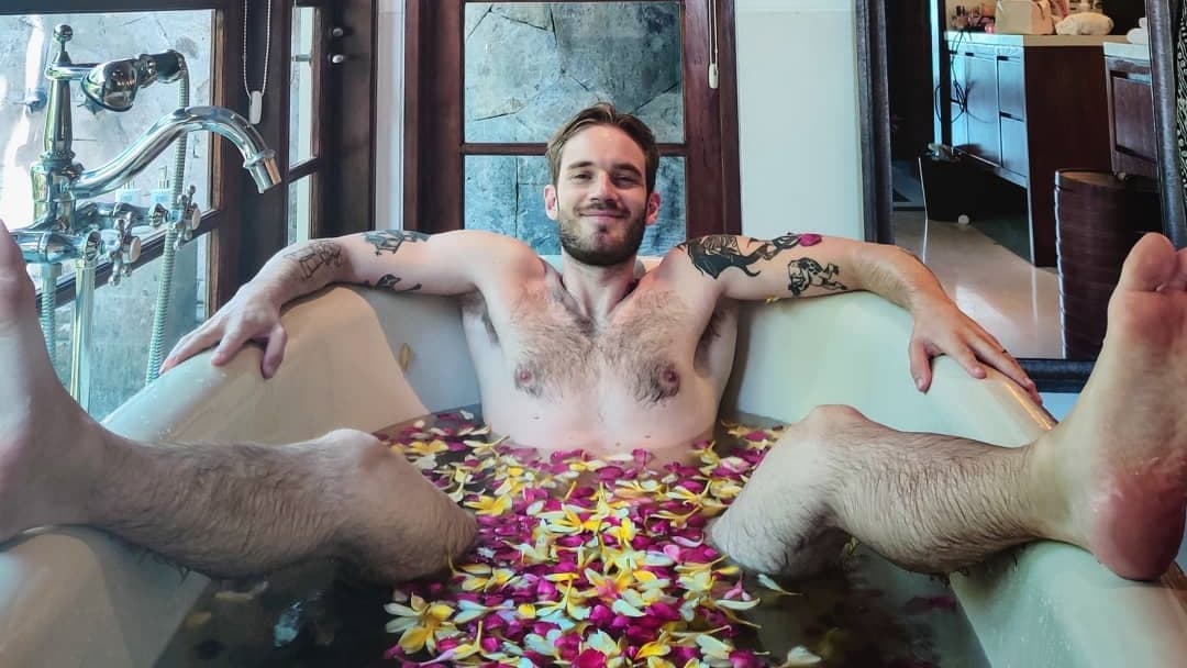PewDiePie In a Bathtub meme template - PewDiePie Bathtub