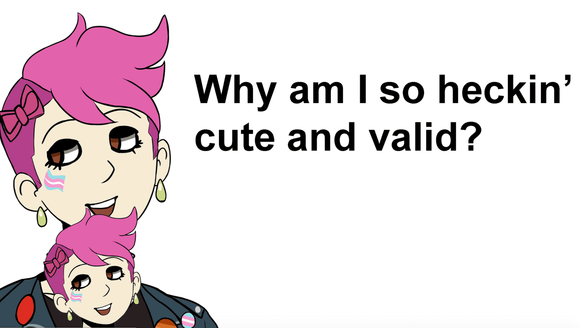 Pink-haired Enbie meme template - Pink-haired Enbie