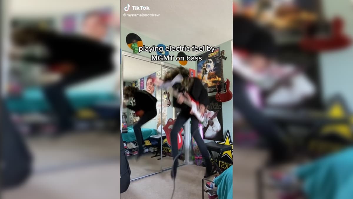 Playing "Electric Feel" by MGMT on Bass meme template - Electric Feel Bass