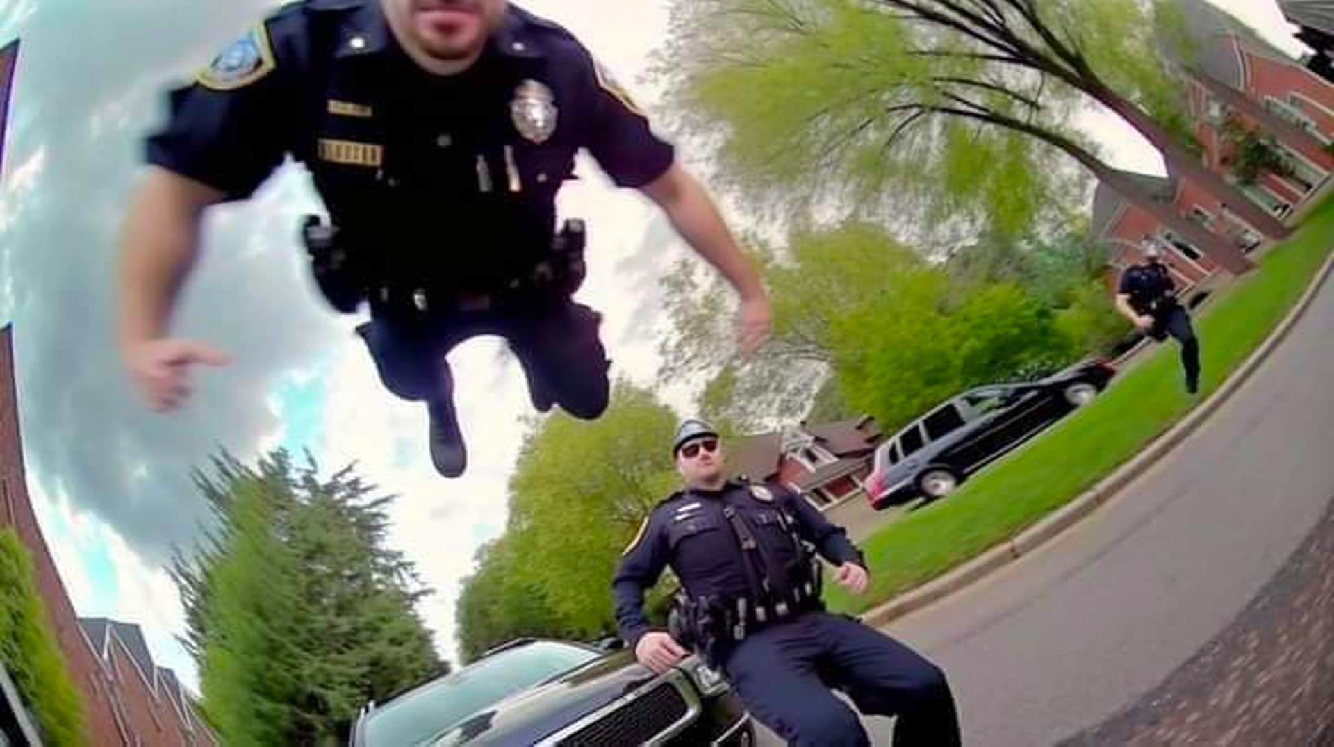Police Officer Flying POV meme template - Police Officer Flying POV