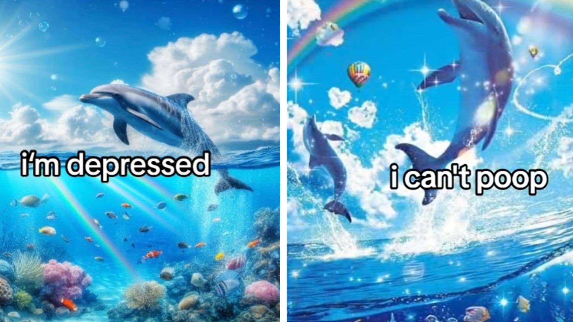 Rainbow Dolphin / Symphony Dolphin meme template - Rainbow Dolphin