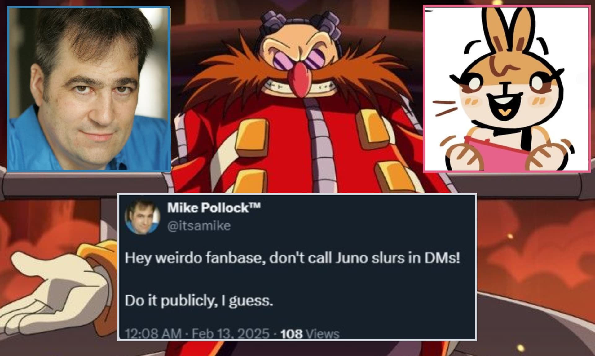 Recast Eggman / Mike Pollock Zionism and Slur Encouragement Controversy meme template - Recast Eggman