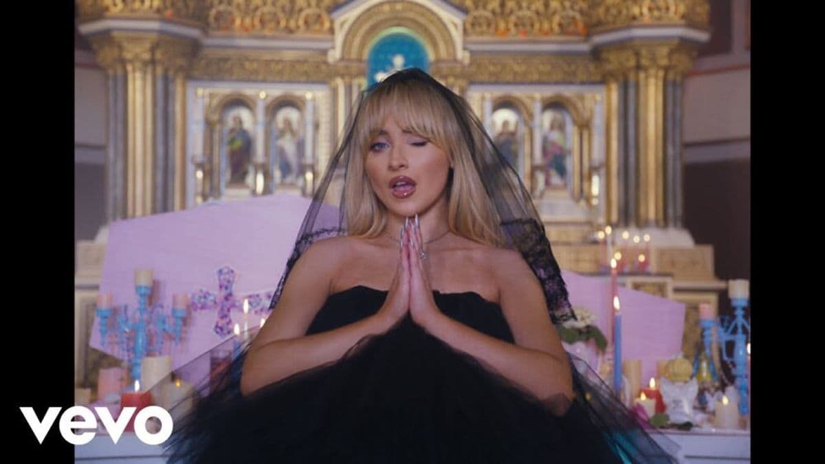 Sabrina Carpenter Filming In A Church Controversy meme template - Sabrina Carpenter Church