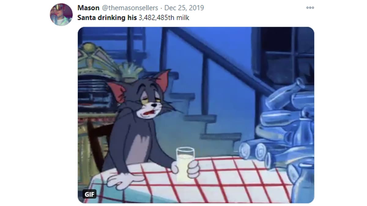 Santa Drinking His 1,358,536th Glass Of Milk meme template - Santa Drinking Milk