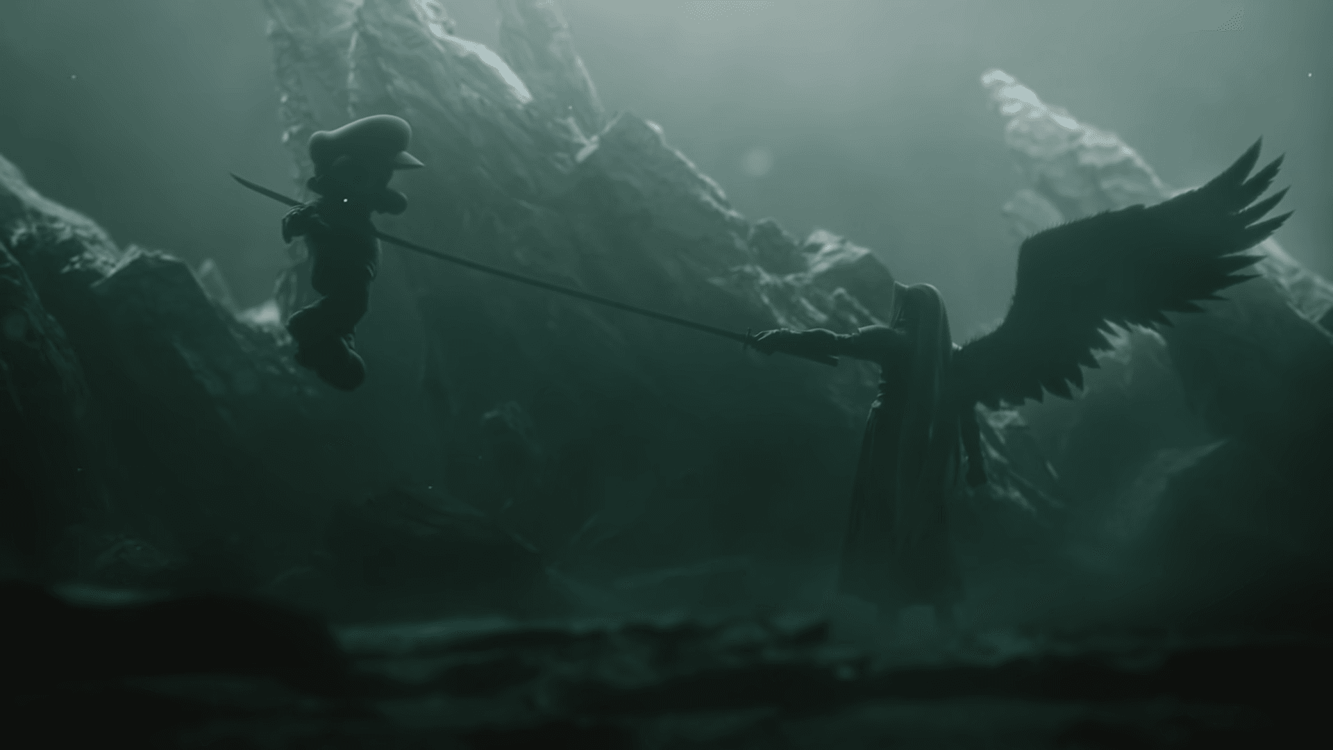 Sephiroth Impaling Mario meme template - Sephiroth Impaling Mario