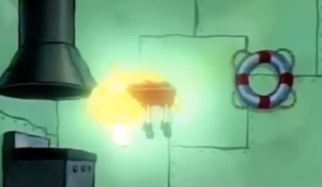 SpongeBob Floating / Kanye West Wolves meme template - SpongeBob Floating