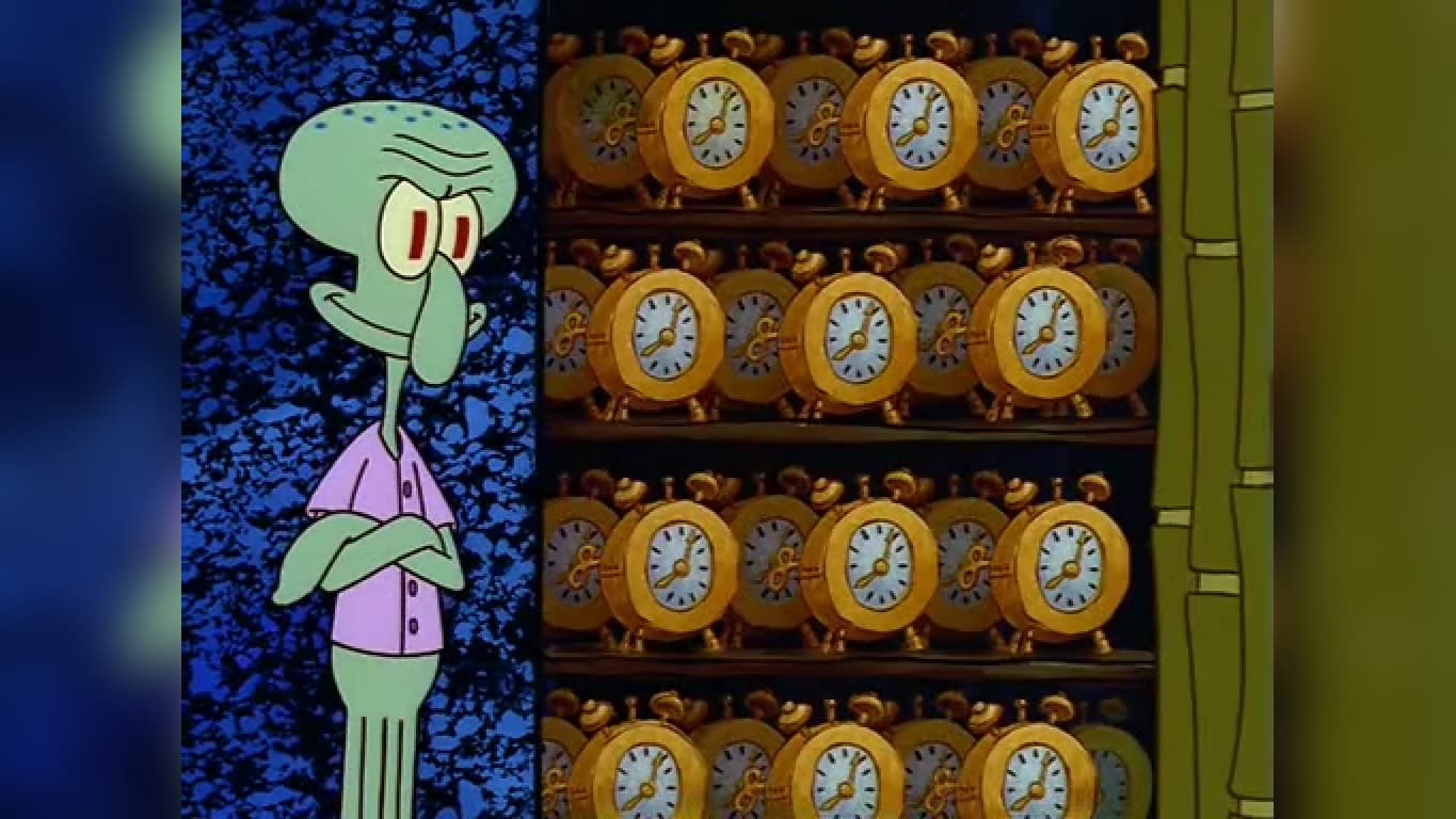 Squidward's Clock Closet meme template - Squidward's Clock Closet