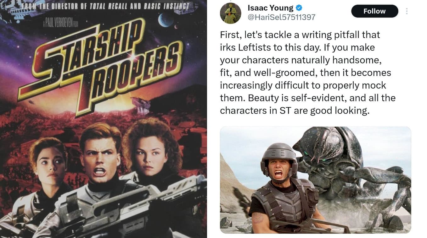 Starship Troopers Effective Satire Discourse meme template - Starship Troopers