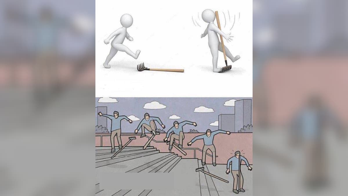 Stepping vs. Jumping On A Rake meme template - Stepping vs Jumping On A Rake