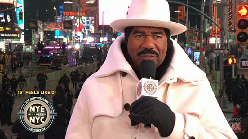 Steve Harvey's White New Year's Eve Outfit meme template - Steve Harvey White Suit