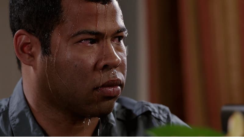 Sweating Jordan Peele meme template - Sweating Jordan Peele