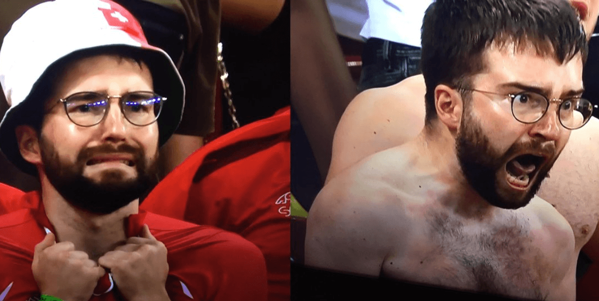 Swiss Fan At 87' And 91' meme template - Swiss Fan