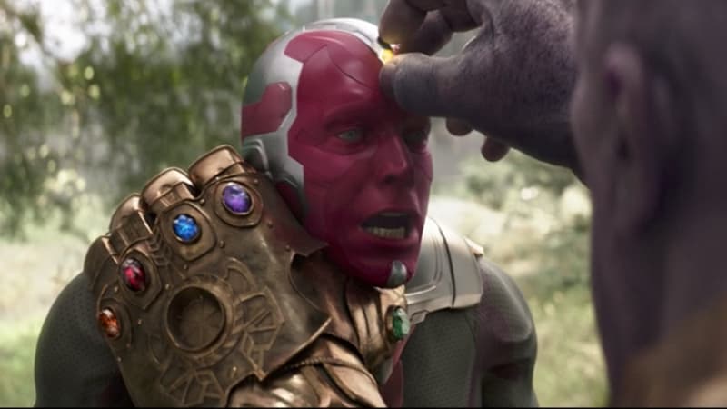 Thanos Taking the Mind Stone from Vision meme template - Thanos Taking Mind Stone