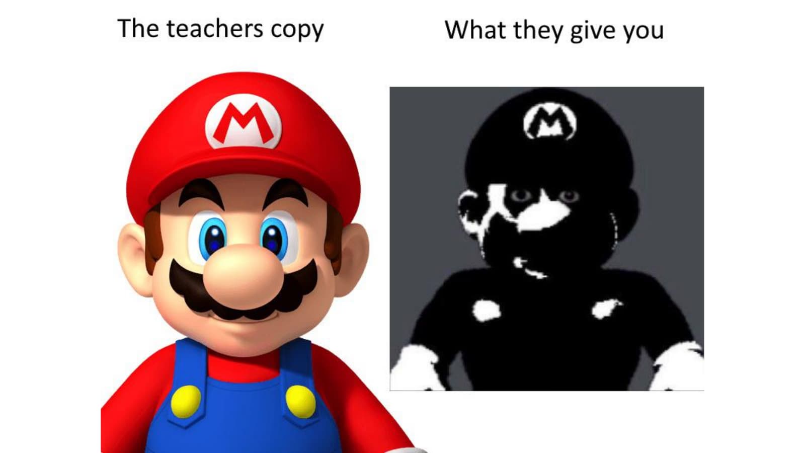 The Teacher's Copy vs. What They Give You meme template - Teacher's Copy vs What They Give You