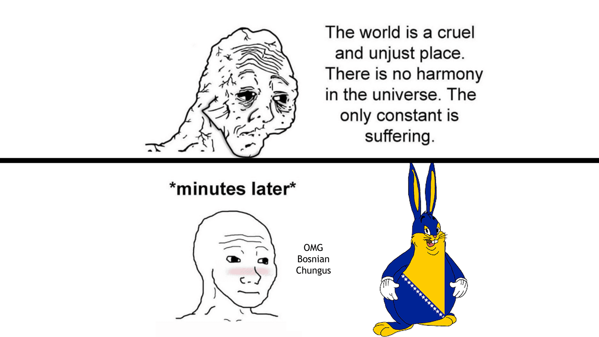The World is a Cruel and Unjust Place meme template - The World is a Cruel and Unjust Place