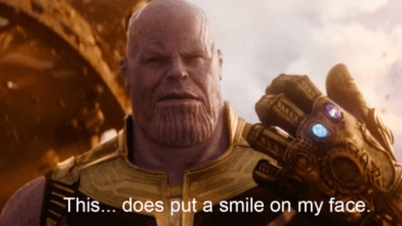 This Does Put a Smile on My Face meme template - Thanos Smile