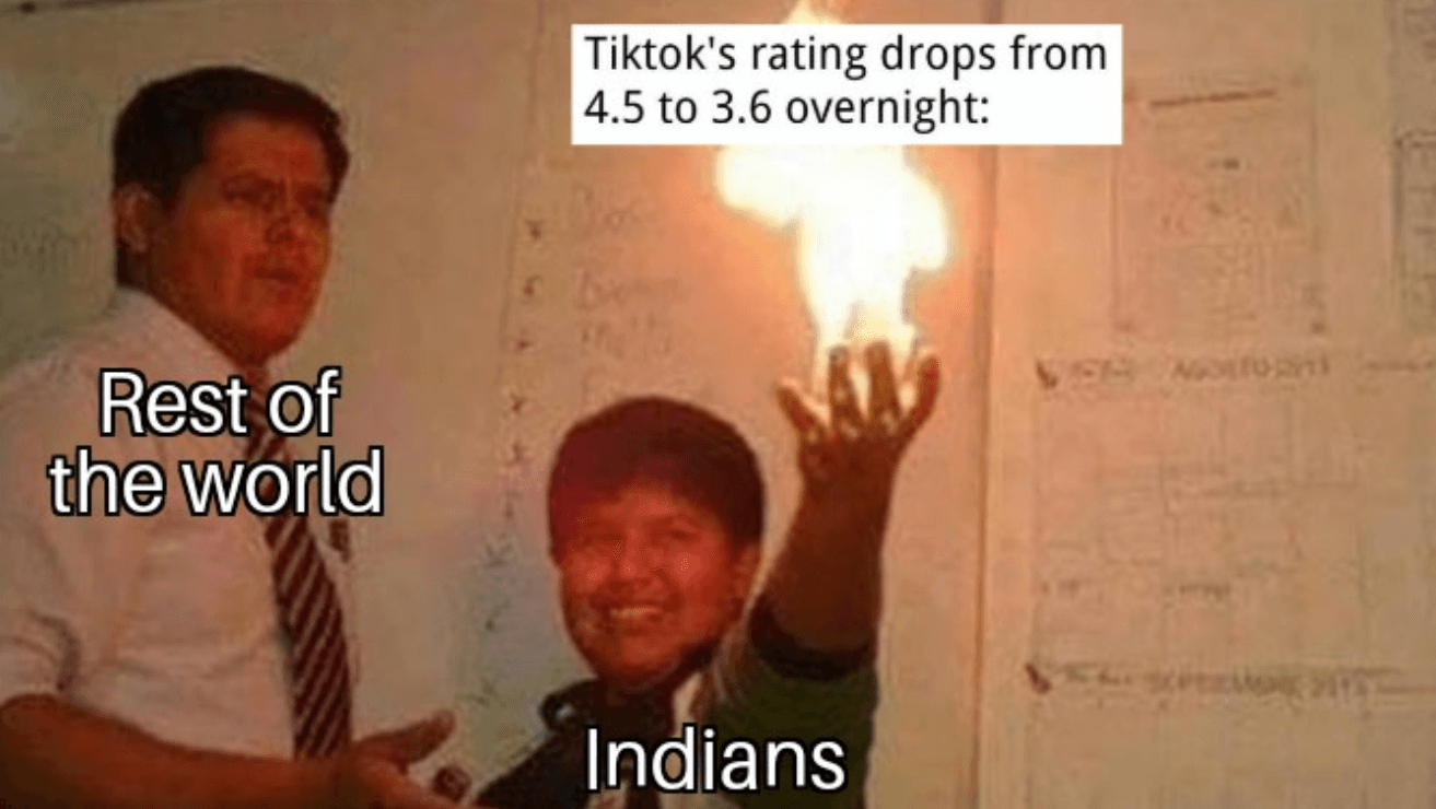 TikTok vs. YouTube Rating Drop meme template - TikTok vs YouTube
