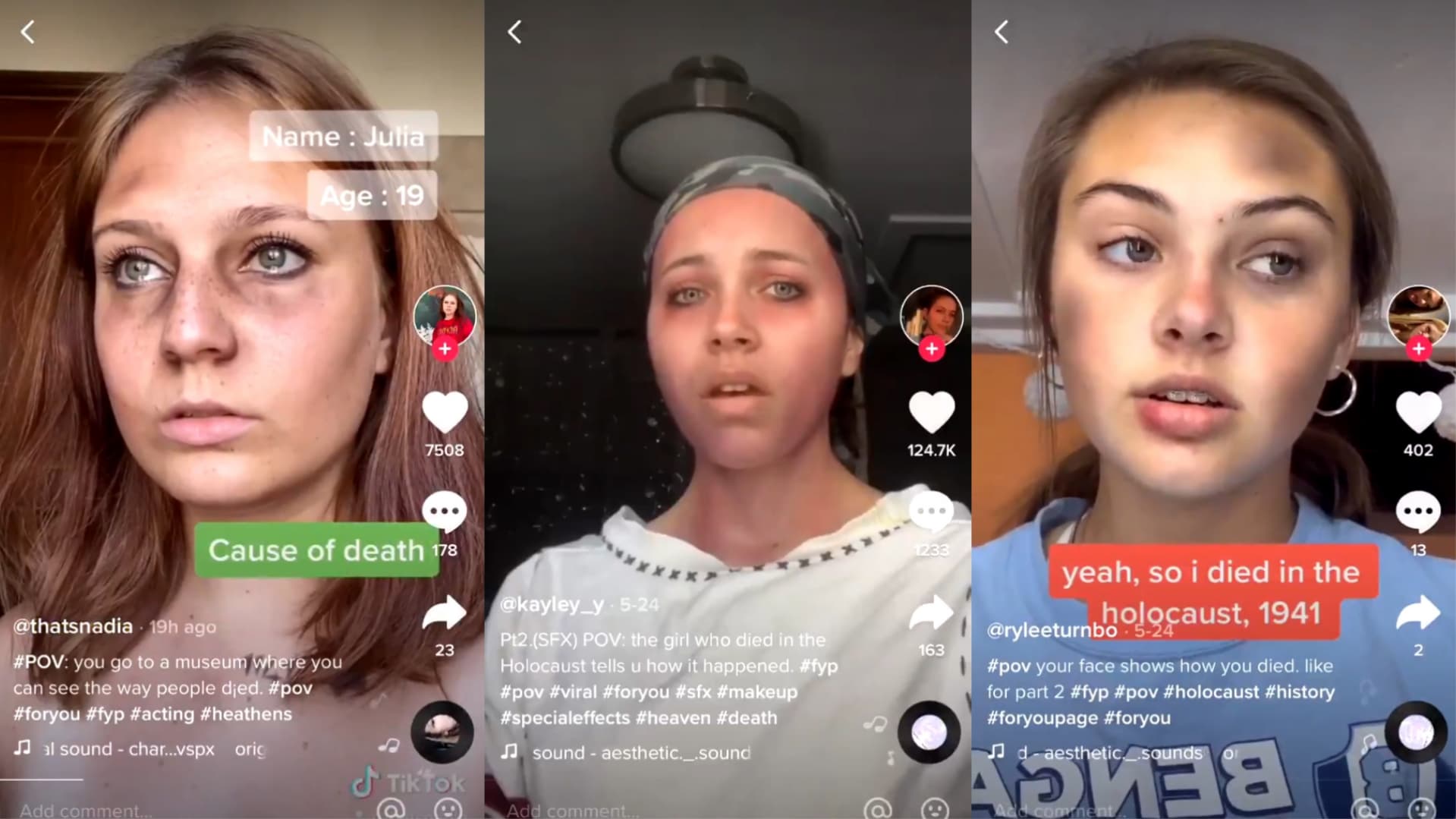 TikTokers Pretending to Be Holocaust Victims / Holocaust POVs meme template - TikTok Holocaust POV