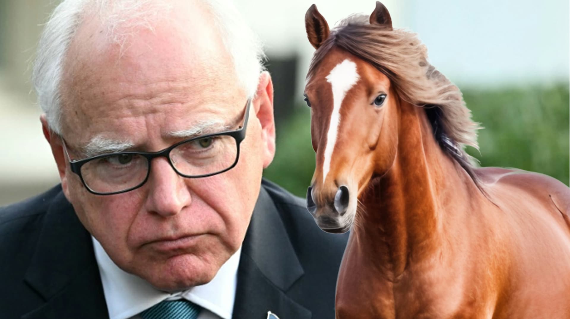 Tim Walz Horse Semen Story Hoax meme template - Tim Walz