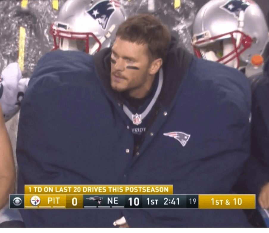 Tom Brady's Huge Jacket meme template - Tom Brady Big Coat