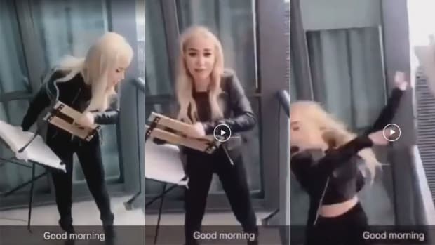 Toronto Balcony Chair Toss meme template - Toronto Chair Girl