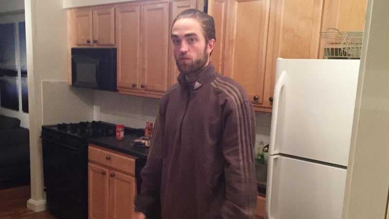 Tracksuit Robert Pattinson Standing in the Kitchen meme template - Tracksuit Robert Pattinson