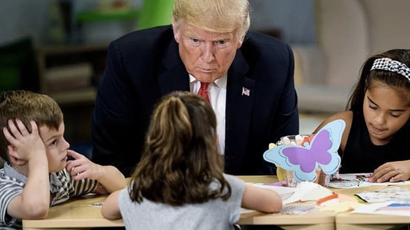 Trump Glowering at Child meme template - Trump Glowering at Child